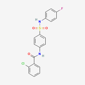 molecular formula C19H14ClFN2O3S B14808481 2-chloro-N-{4-[(4-fluorophenyl)sulfamoyl]phenyl}benzamide 