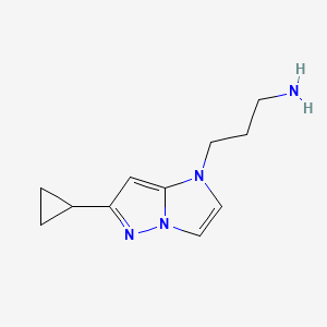 molecular formula C11H16N4 B1480856 3-(6-环丙基-1H-咪唑并[1,2-b]吡唑-1-基)丙-1-胺 CAS No. 2098133-60-7