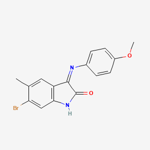 molecular formula C16H13BrN2O2 B14808564 (3Z)-6-bromo-3-[(4-methoxyphenyl)imino]-5-methyl-1,3-dihydro-2H-indol-2-one 