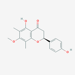 molecular formula C18H18O5 B14808578 (2S)-2,3-Dihydro-5-hydroxy-2-(4-hydroxyphenyl)-7-methoxy-6,8-dimethyl-4H-1-benzopyran-4-one CAS No. 551-99-5