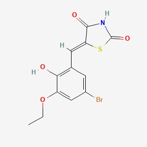 molecular formula C12H10BrNO4S B14808642 (5E)-5-(5-Bromo-3-ethoxy-2-hydroxybenzylidene)-1,3-thiazolidine-2,4-dione 