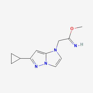 molecular formula C11H14N4O B1480866 methyl 2-(6-cyclopropyl-1H-imidazo[1,2-b]pyrazol-1-yl)acetimidate CAS No. 2098023-27-7