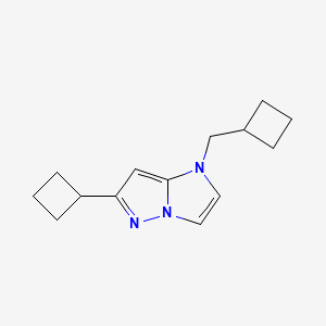 molecular formula C14H19N3 B1480878 6-cyclobutyl-1-(cyclobutylmethyl)-1H-imidazo[1,2-b]pyrazole CAS No. 2097946-11-5