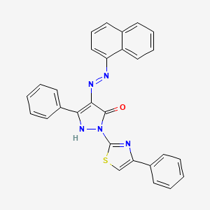 molecular formula C28H19N5OS B14808860 (4Z)-4-[2-(naphthalen-1-yl)hydrazinylidene]-5-phenyl-2-(4-phenyl-1,3-thiazol-2-yl)-2,4-dihydro-3H-pyrazol-3-one 