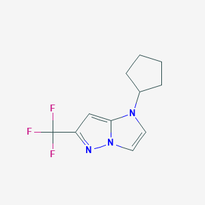 molecular formula C11H12F3N3 B1480887 1-cyclopentyl-6-(trifluoromethyl)-1H-imidazo[1,2-b]pyrazole CAS No. 2098011-75-5