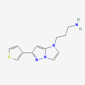 molecular formula C12H14N4S B1480903 3-(6-(thiophen-3-yl)-1H-imidazo[1,2-b]pyrazol-1-yl)propan-1-amine CAS No. 2098056-07-4