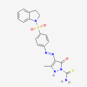 molecular formula C19H18N6O3S2 B14809048 (4Z)-4-{2-[4-(2,3-dihydro-1H-indol-1-ylsulfonyl)phenyl]hydrazinylidene}-3-methyl-5-oxo-4,5-dihydro-1H-pyrazole-1-carbothioamide 