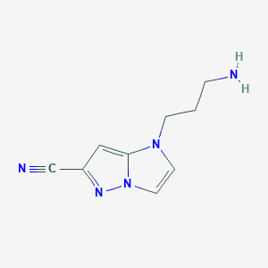molecular formula C9H11N5 B1480907 1-(3-氨基丙基)-1H-咪唑并[1,2-b]吡唑-6-腈 CAS No. 2091605-82-0
