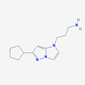 molecular formula C13H20N4 B1480909 3-(6-cyclopentyl-1H-imidazo[1,2-b]pyrazol-1-yl)propan-1-amine CAS No. 2098091-45-1