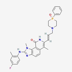 9H-Imidazo[4,5-h]isoquinolin-9-one, 2-[(4-fluoro-2-methylphenyl)amino]-1,8-dihydro-1,6-dimethyl-7-[3-(tetrahydro-4-oxido-4-phenyl-1,4-azaphosphorin-1(2H)-yl)-1-propen-1-yl]-