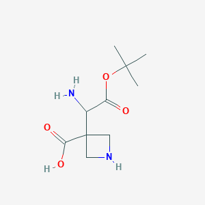 molecular formula C10H18N2O4 B14809588 3-[1-Amino-2-[(2-methylpropan-2-yl)oxy]-2-oxoethyl]azetidine-3-carboxylic acid 