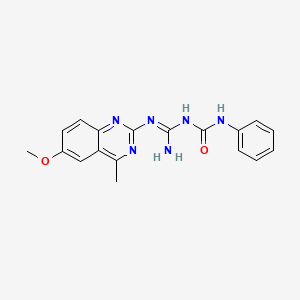 molecular formula C18H18N6O2 B14809606 N-{amino[(6-methoxy-4-methyl-2-quinazolinyl)amino]methylene}-N'-phenylurea 