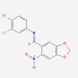 4-bromo-3-chloro-N-[(E)-(6-nitro-1,3-benzodioxol-5-yl)methylidene]aniline