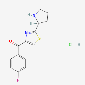 molecular formula C14H14ClFN2OS B14809711 (S)-(4-Fluorophenyl)(2-(pyrrolidin-2-yl)thiazol-4-yl)methanone hydrochloride 