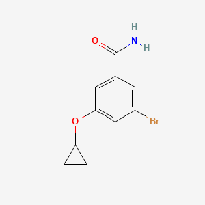 molecular formula C10H10BrNO2 B14809818 3-Bromo-5-cyclopropoxybenzamide 