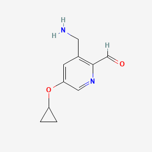 molecular formula C10H12N2O2 B14809884 3-(Aminomethyl)-5-cyclopropoxypicolinaldehyde 