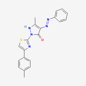 (4E)-5-methyl-2-[4-(4-methylphenyl)-1,3-thiazol-2-yl]-4-(2-phenylhydrazinylidene)-2,4-dihydro-3H-pyrazol-3-one