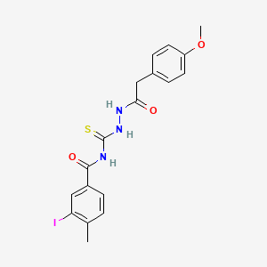 molecular formula C18H18IN3O3S B14810022 3-iodo-N-({2-[(4-methoxyphenyl)acetyl]hydrazinyl}carbonothioyl)-4-methylbenzamide 