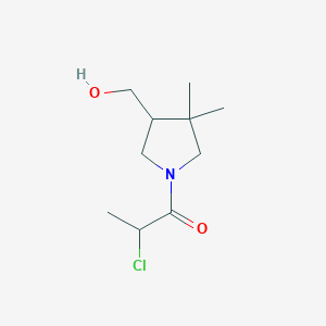 molecular formula C10H18ClNO2 B1481010 1-(4-(ヒドロキシメチル)-3,3-ジメチルピロリジン-1-イル)-2-クロロプロパン-1-オン CAS No. 2092034-04-1