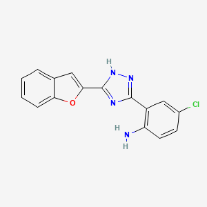 molecular formula C16H11ClN4O B14810114 2-(5-(Benzofuran-2-yl)-1H-1,2,4-triazol-3-yl)-4-chloroaniline 