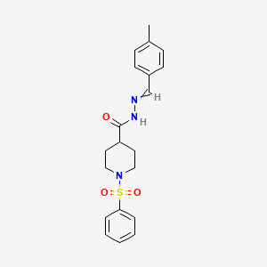 1-(benzenesulfonyl)-N-[(4-methylphenyl)methylideneamino]piperidine-4-carboxamide