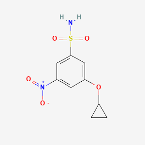 molecular formula C9H10N2O5S B14810300 3-Cyclopropoxy-5-nitrobenzenesulfonamide 