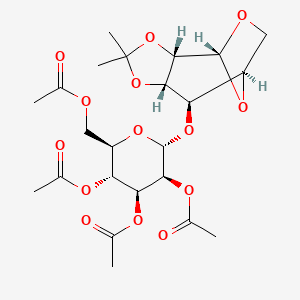 molecular formula C23H32O14 B14810444 [(2R,3R,4S,5S,6R)-3,4,5-triacetyloxy-6-[[(1R,2S,6S,7R,8R)-4,4-dimethyl-3,5,10,11-tetraoxatricyclo[6.2.1.02,6]undecan-7-yl]oxy]oxan-2-yl]methyl acetate 