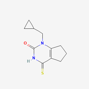 molecular formula C11H14N2OS B1481057 1-(cyclopropylmethyl)-4-thioxo-1,3,4,5,6,7-hexahydro-2H-cyclopenta[d]pyrimidin-2-one CAS No. 2097967-12-7