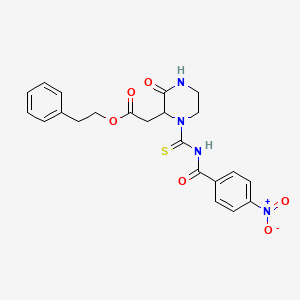 molecular formula C22H22N4O6S B14810729 2-Phenylethyl (1-{[(4-nitrophenyl)carbonyl]carbamothioyl}-3-oxopiperazin-2-yl)acetate 