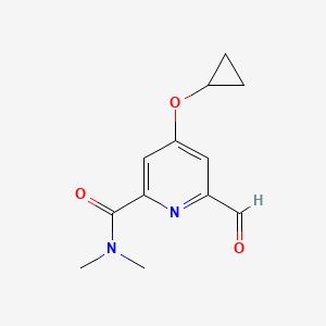 molecular formula C12H14N2O3 B14811129 4-Cyclopropoxy-6-formyl-N,N-dimethylpicolinamide 