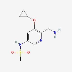 molecular formula C10H15N3O3S B14811211 N-(6-(Aminomethyl)-5-cyclopropoxypyridin-3-YL)methanesulfonamide 