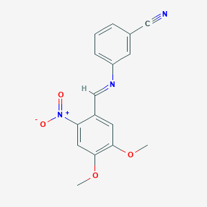 molecular formula C16H13N3O4 B14811244 Benzonitrile, 3-(3,4-dimethoxy-6-nitrobenzylidenamino)- 