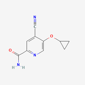 molecular formula C10H9N3O2 B14811298 4-Cyano-5-cyclopropoxypicolinamide 