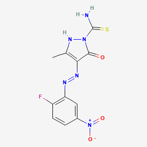 (4Z)-4-[2-(2-fluoro-5-nitrophenyl)hydrazinylidene]-3-methyl-5-oxo-4,5-dihydro-1H-pyrazole-1-carbothioamide