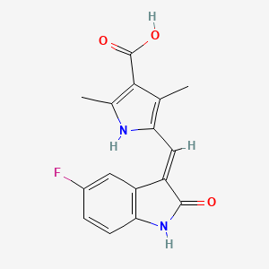 5-[(E)-(5-fluoro-2-oxo-1H-indol-3-ylidene)methyl]-2,4-dimethyl-1H-pyrrole-3-carboxylic acid