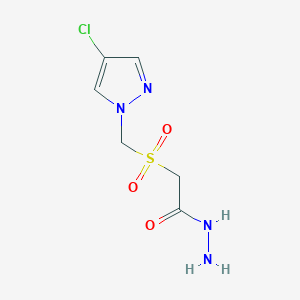 molecular formula C6H9ClN4O3S B14811438 2-{[(4-chloro-1H-pyrazol-1-yl)methyl]sulfonyl}acetohydrazide 