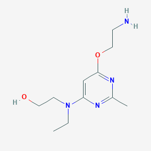 molecular formula C11H20N4O2 B1481166 2-((6-(2-Aminoethoxy)-2-methylpyrimidin-4-yl)(ethyl)amino)ethan-1-ol CAS No. 2097969-28-1