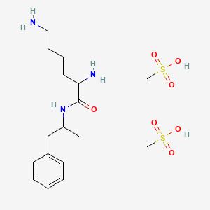 molecular formula C17H33N3O7S2 B14811686 2,6-diamino-N-(1-phenylpropan-2-yl)hexanamide;methanesulfonic acid 