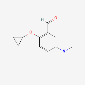 molecular formula C12H15NO2 B14811740 2-Cyclopropoxy-5-(dimethylamino)benzaldehyde 