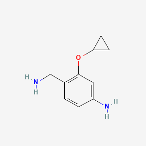 molecular formula C10H14N2O B14811796 4-(Aminomethyl)-3-cyclopropoxyaniline 