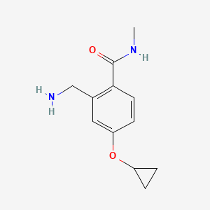 molecular formula C12H16N2O2 B14811828 2-(Aminomethyl)-4-cyclopropoxy-N-methylbenzamide 