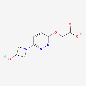 molecular formula C9H11N3O4 B1481184 2-((6-(3-Hydroxyazetidin-1-yl)pyridazin-3-yl)oxy)acetic acid CAS No. 2098099-56-8