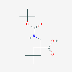 molecular formula C13H23NO4 B1481197 1-(((Tert-butoxycarbonyl)amino)methyl)-3,3-dimethylcyclobutane-1-carboxylic acid CAS No. 2098051-42-2
