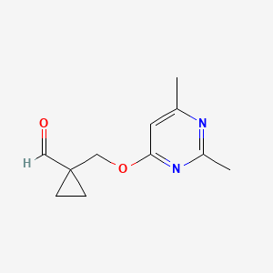 molecular formula C11H14N2O2 B1481201 1-(((2,6-二甲基嘧啶-4-基)氧基)甲基)环丙-1-甲醛 CAS No. 2098131-77-0
