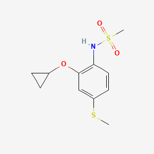 molecular formula C11H15NO3S2 B14812114 N-(2-Cyclopropoxy-4-(methylthio)phenyl)methanesulfonamide 