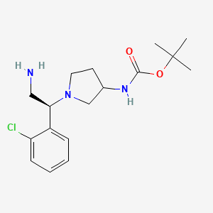 molecular formula C17H26ClN3O2 B14812139 tert-butyl N-[1-[(1S)-2-amino-1-(2-chlorophenyl)ethyl]pyrrolidin-3-yl]carbamate 