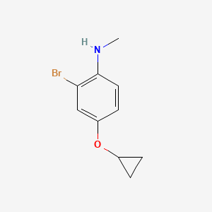 molecular formula C10H12BrNO B14812150 2-Bromo-4-cyclopropoxy-N-methylaniline 