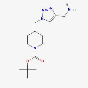 molecular formula C14H25N5O2 B1481227 叔丁基4-((4-(氨甲基)-1H-1,2,3-三唑-1-基)甲基)哌啶-1-羧酸酯 CAS No. 2097978-50-0