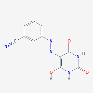 molecular formula C11H7N5O3 B14812297 3-[2-(2,4,6-trioxotetrahydropyrimidin-5(2H)-ylidene)hydrazinyl]benzonitrile 