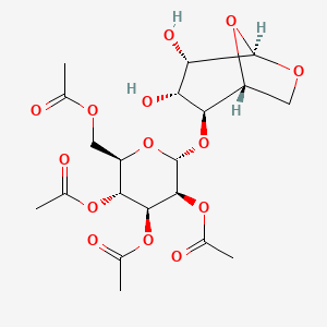 molecular formula C20H28O14 B14812313 1,6-Anhydro-4-O-(2,3,4,6-tetra-O-acetyl-a-D-mannopyranosyl)-b-D-mannopyranose 